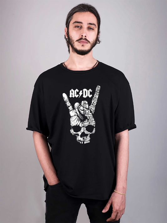 acdc baskılı oversize tişört