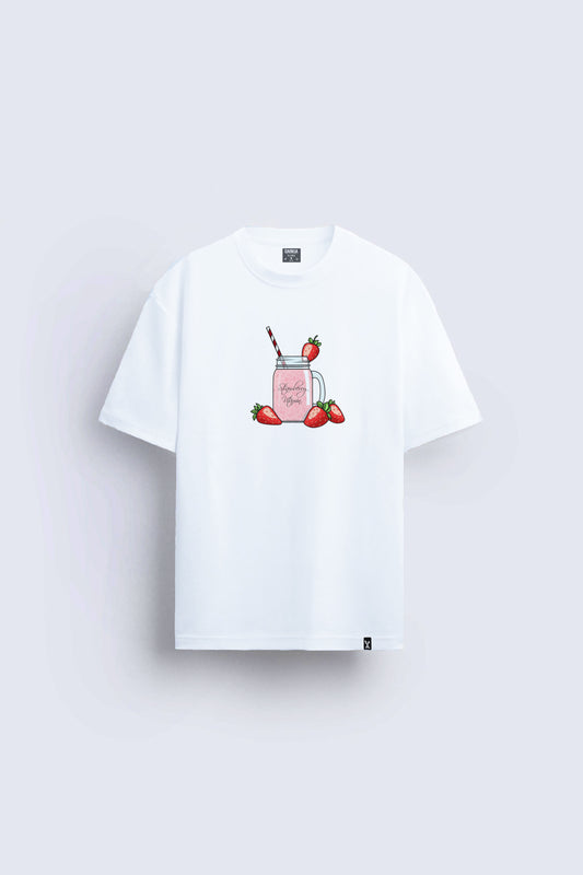 minimal baskılı beyaz oversize tişört