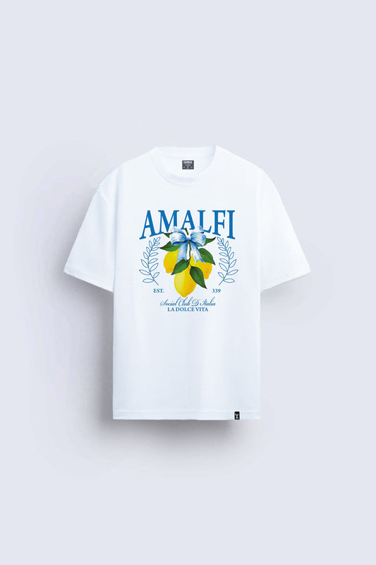amalfi baskılı oversize beyaz tişört