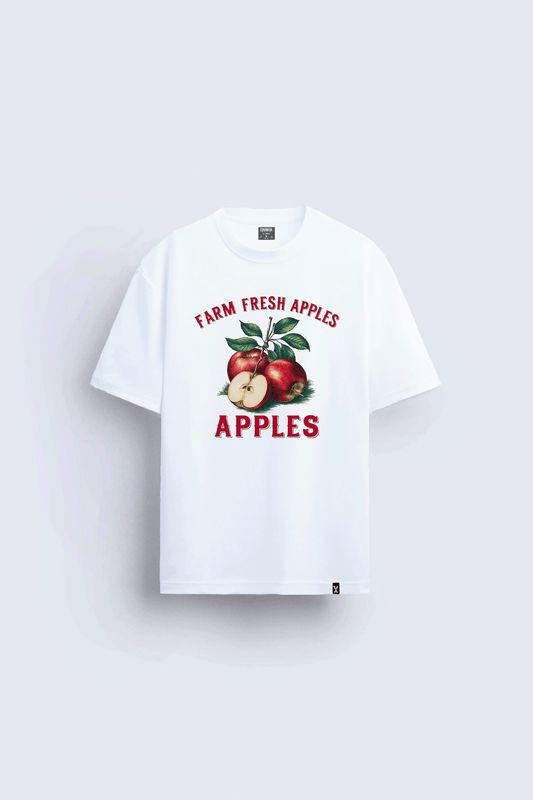 apple baskılı oversize beyaz tişört