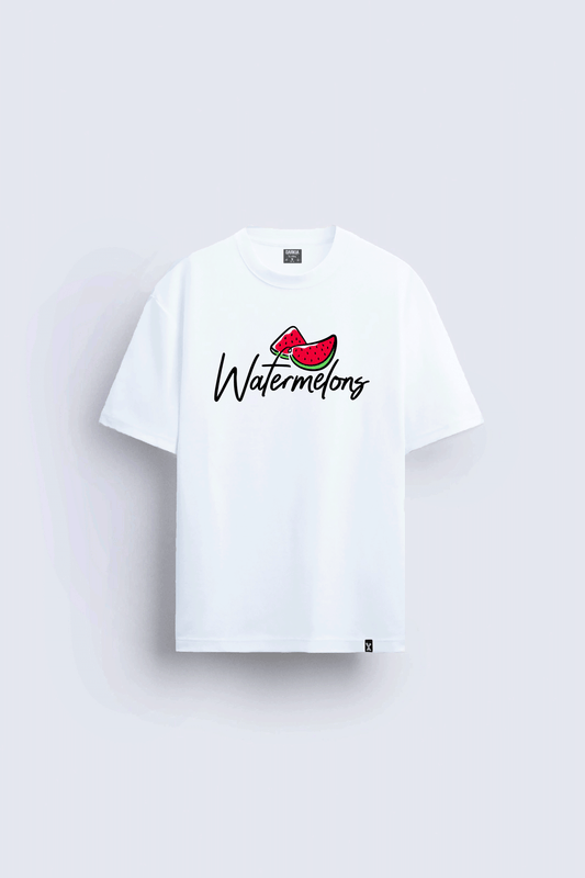watermelon baskılı oversize beyaz tişört