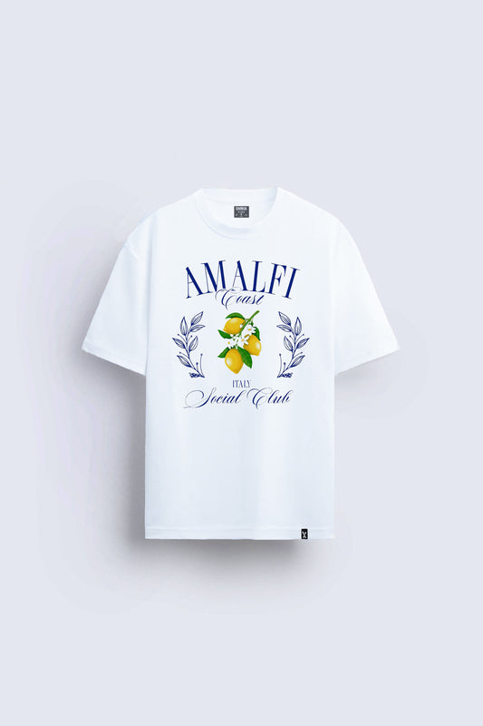 amalfi baskılı oversize beyaz tişört