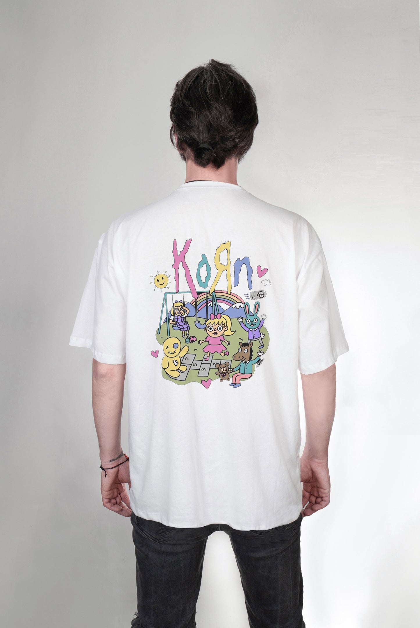 Korn baskılı oversize tişört