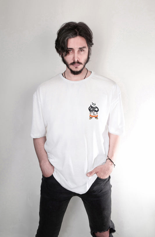 Kungfu panda baskılı oversize tişört