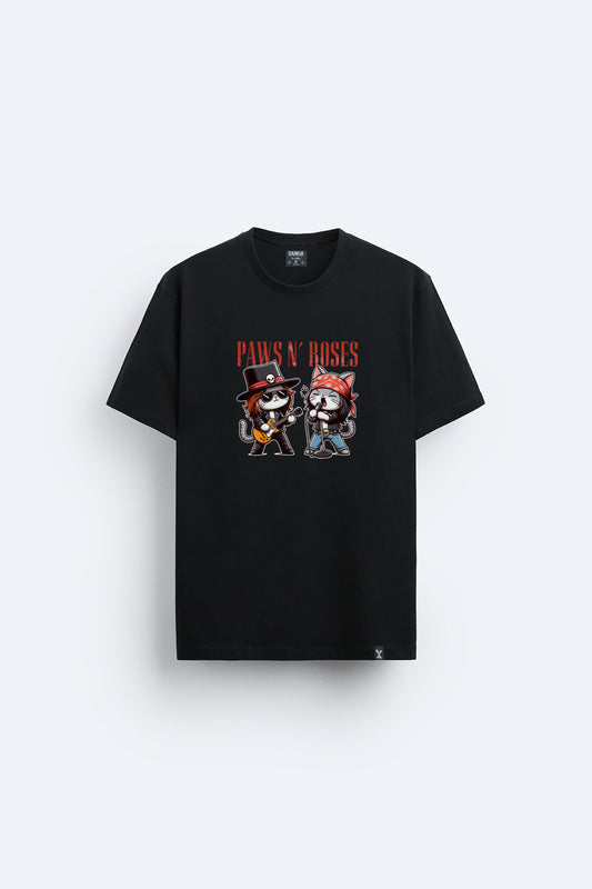 Cat roses baskılı regular tişört