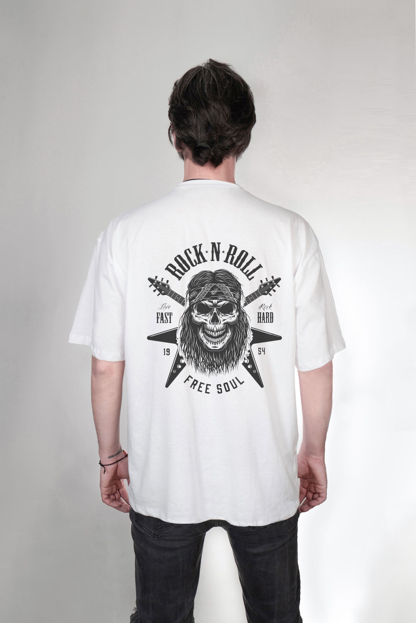Rock baskılı oversize tişört